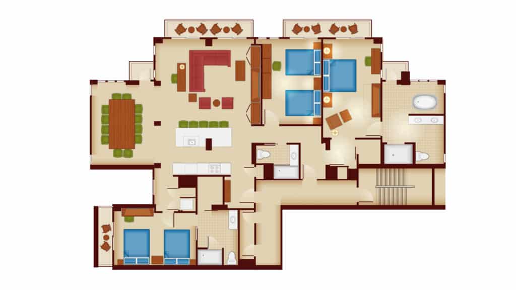 Copper Creek 3 bedroom grand villa floor plan at Disney's Wilderness Lodge