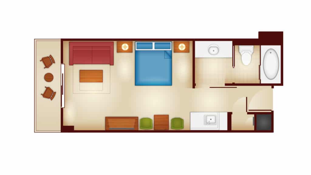 Floor plan image of Copper Creek Deluxe studio at Disney's Wilderness Lodge