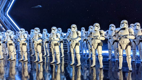 Stormtroopers lined up on Rise of the Resistance at Disney's Hollywood Studios