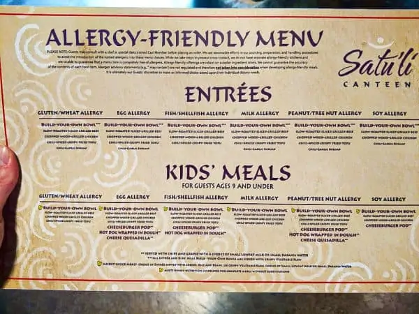 Satu'li Canteen allergy menu image
