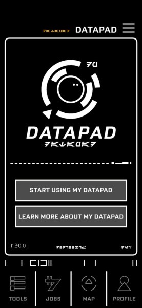Screenshot of the Datapad used in Star Wars Galaxy's Edge