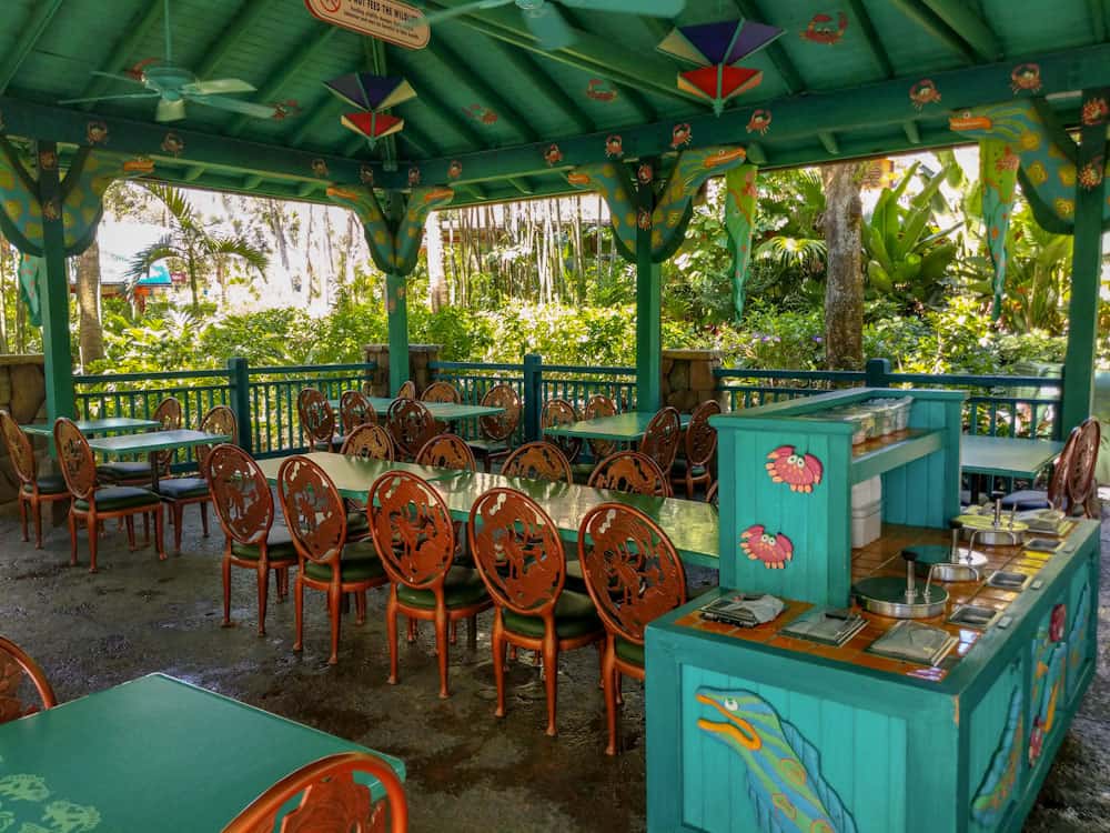 Covered seating at Flame Tree BBQ