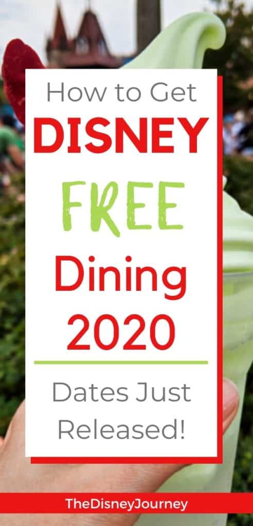 Disney free dining plan 2020 pin