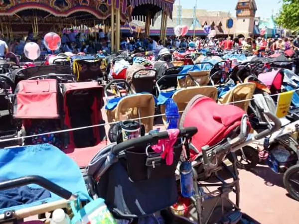 Parked strollers at Magic Kingdom