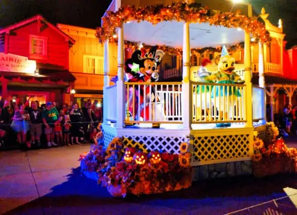 Mickey and Daisy on a Halloween Parade Float during Mickey's Not So Scary Halloween Party