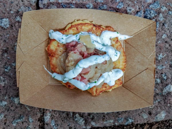 Potato Pancake with Carmelized ham at Flower and Garden Festival