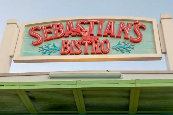 Sebastian's Bistro entrance sign at Disney World