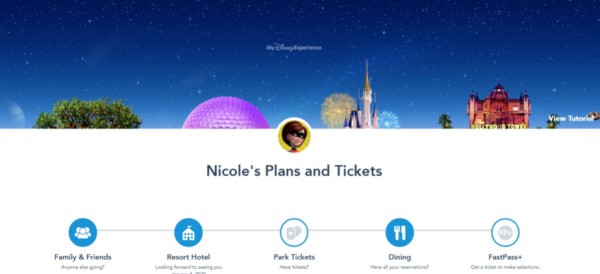 Disney dining reservation screenshot of My Disney Experience