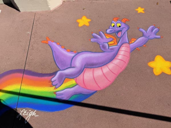 Figment chalk art at Epcot Festival of the Arts