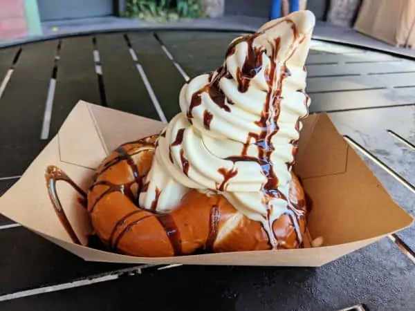 Warm Brown Sugar Stuffed Pretzel with Banana Soft Serve at Epcot's Festival of the Arts