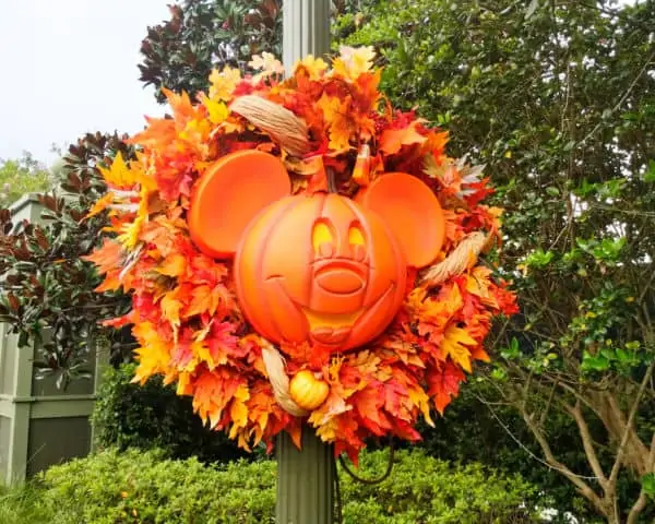 Mickey pumpkin wreath at Magic Kingdom
