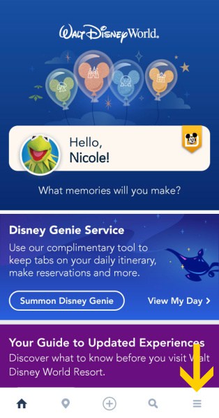 My Disney Experience home screen screenshot