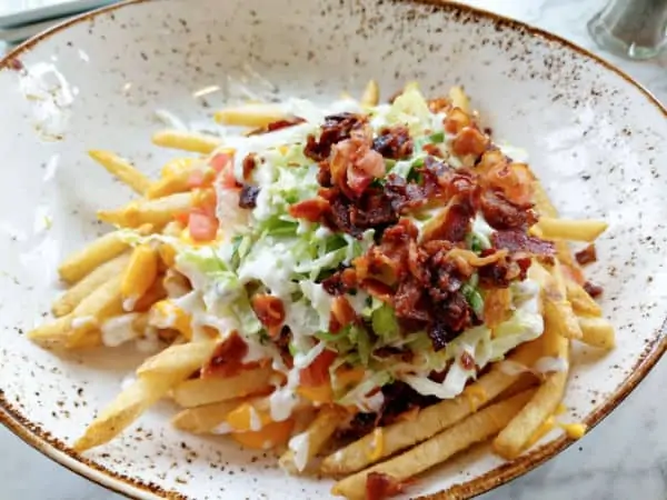 Plaza Loaded Fries appetizers at Plaza Restaurant