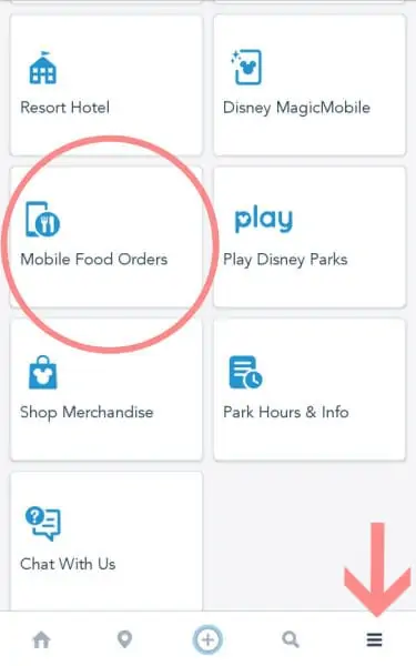 Where to find your mobile food orders on the My Disney Experience app