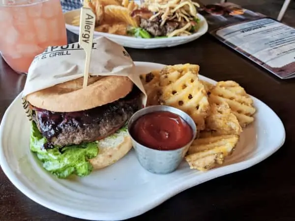 Gluten free bison cheeseburger at Geyser Point Bar and Grill