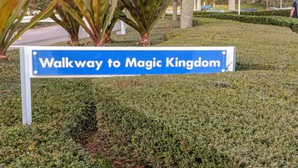 Sign marking walkway to Magic Kingdom from Contemporary Resort