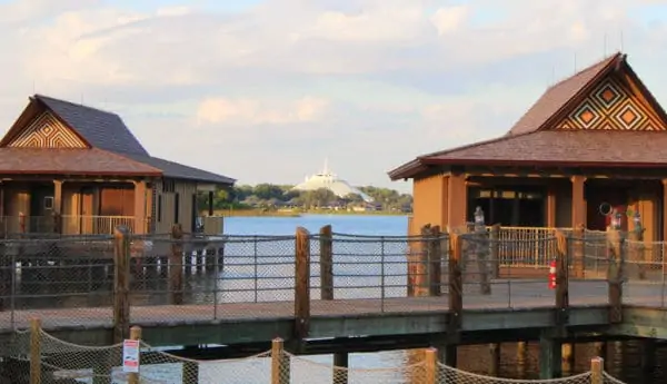 Polynesian Bungalows with Space Mountain in the background
