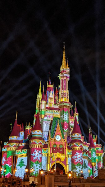 Christmas projections on Cinderella's Castle