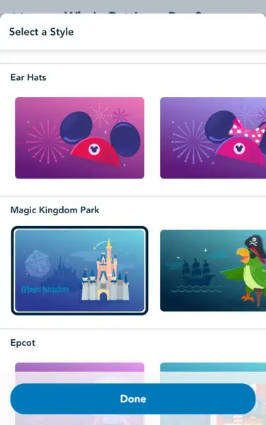 Disney Magic Mobile pass design option screenshot