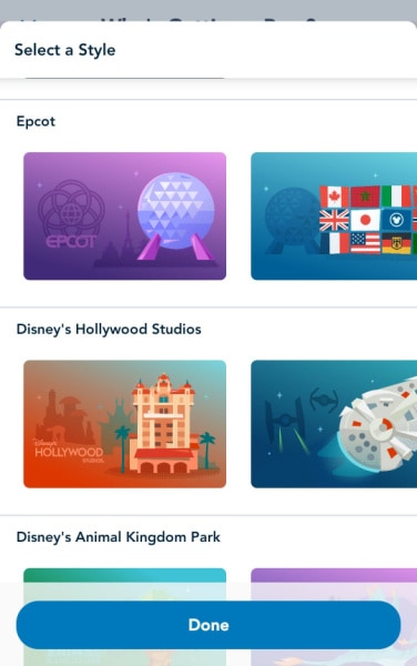 Disney Magic Mobile pass design options screenshot
