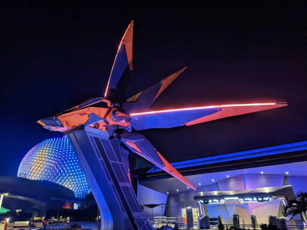 Exterior shot of Guardians of the Galaxy ride at Epcot