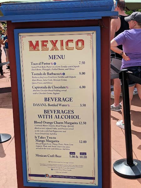 Mexico booth menu at Epcot food and wine festival 2022