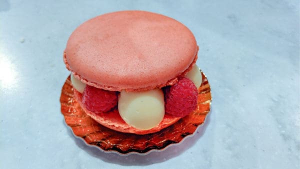 Raspberry lime macaron at France pavilion in Epcot