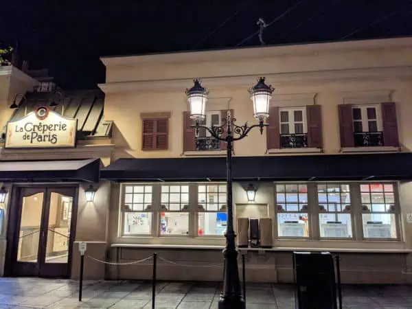 Exterior shot of La Creperie de Paris in Epcot