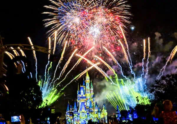 View of Cinderella's Castle during Happily Ever After at Magic Kingdom