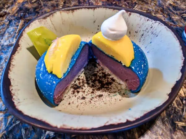 Image of the inside of Satu'li Canteen's Blueberry Cream Cheese mousse