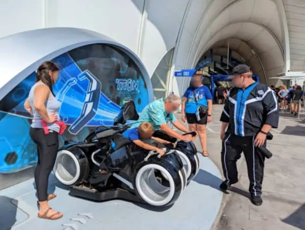 Body position in ride vehicles for Tron Lightcycle Run