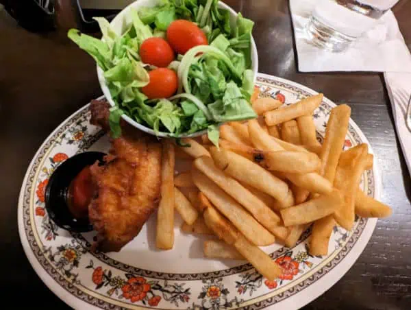 Kids' meal fish and chips at Epcot's Rose & Crown pub